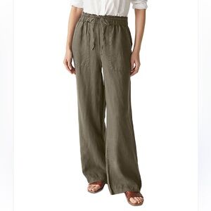 MICHAEL STARS jules high rise wide leg Linen Drawstring Pants - Camo color NWT